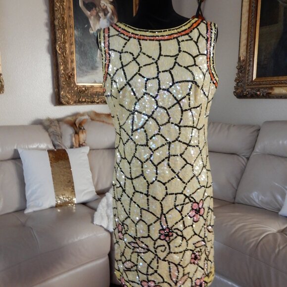 VTG.1960's/70's Beaded Sequences Dress Hong Kong - Picture 7 of 12